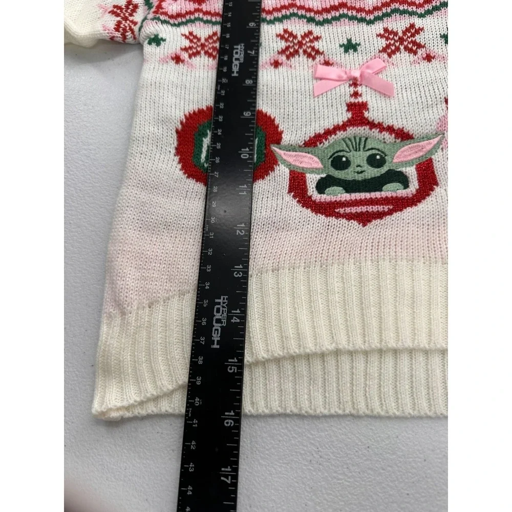 Star Wars Baby Yoda Girls Holiday Sweater Pink & White Size 3T Acrylic Blend NWT